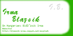 irma blazsik business card